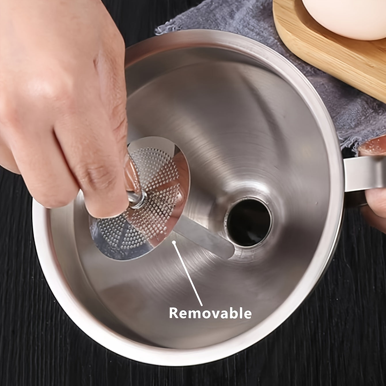 1pc Stainless Steel Funnel, with Detachable Filter, Used for Cooking Oil And Conveying Liquid And Powder, Metal Kitchen Funnel, Hanging Kitchen, Stainless Steel Funnel, Cooking, Wine Funnel, Kitchen Household Filter Residue, Wine Oil Leak
