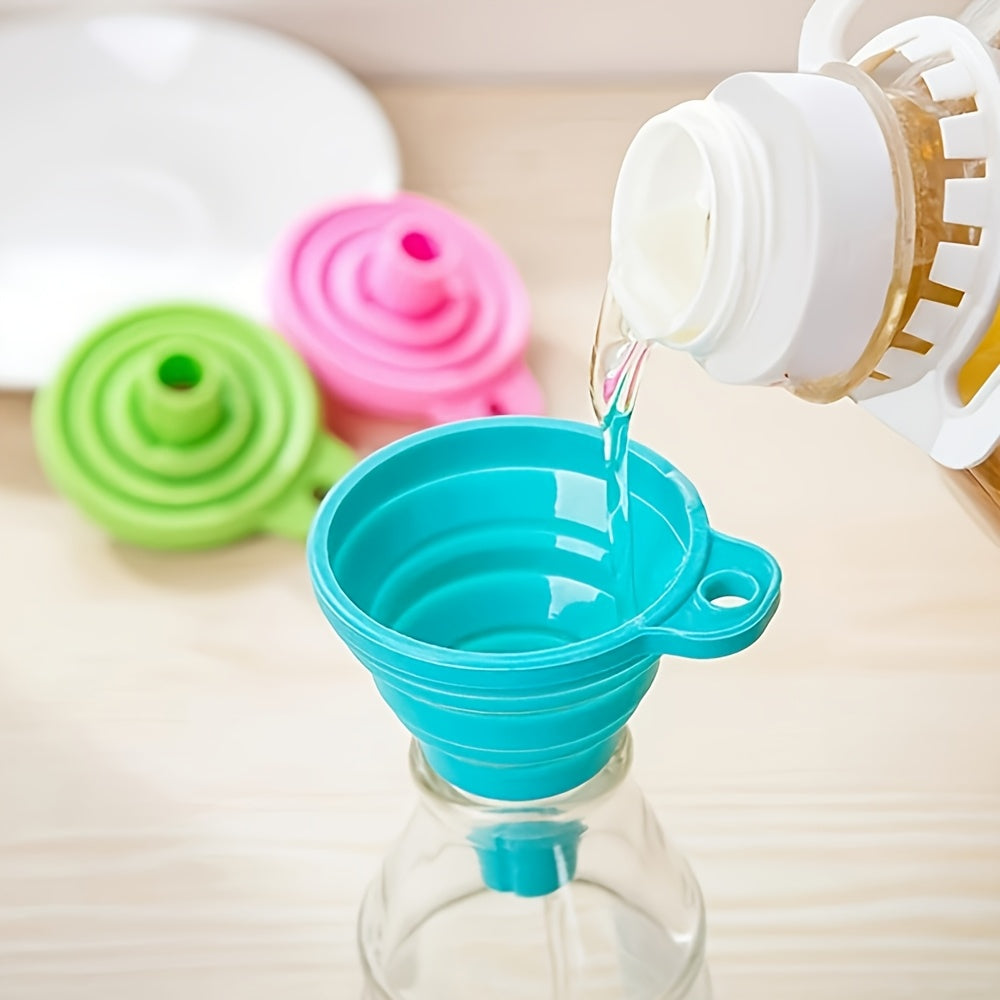 1/3pcs Foldable Silicone Funnel, Kitchen Liquid Pouring Anti-Splash Small Funnel, Mini Household Oil Funnel
