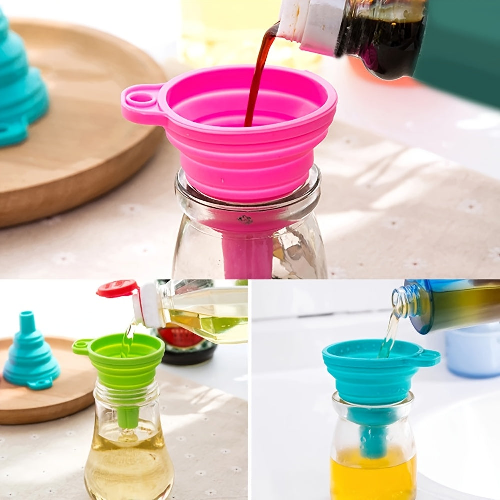 1/3pcs Foldable Silicone Funnel, Kitchen Liquid Pouring Anti-Splash Small Funnel, Mini Household Oil Funnel