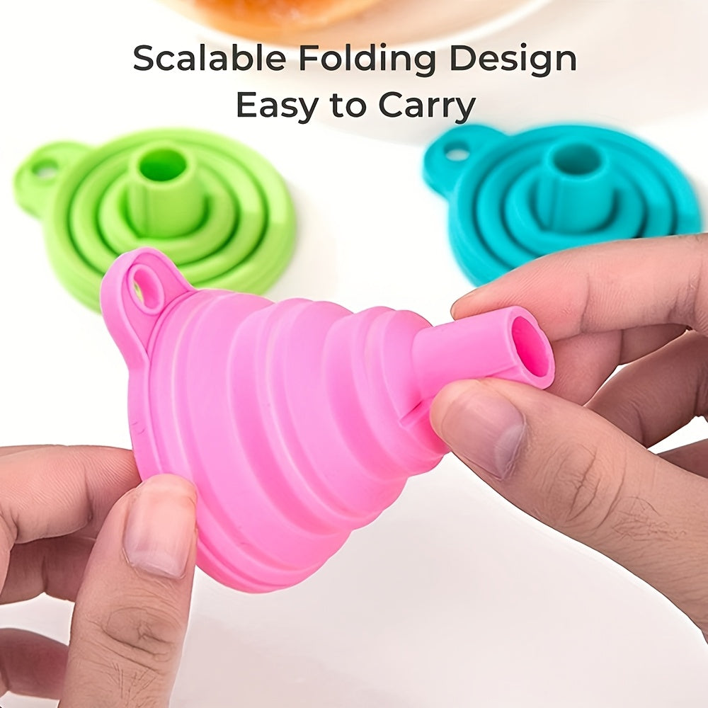1/3pcs Foldable Silicone Funnel, Kitchen Liquid Pouring Anti-Splash Small Funnel, Mini Household Oil Funnel