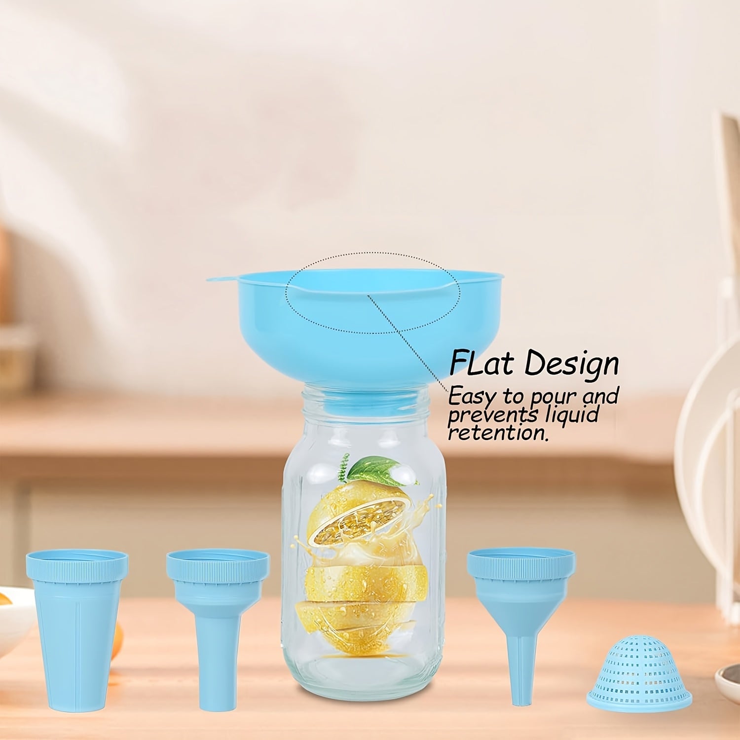 SHAON 5-in-1 Multi-Purpose Strainer Funnel- Food-Grade Plastic Material with Multi-Nozzle Attachment Suitable Oil, Wine, Sauce- Fits Most Bottle Caps- Durable Kitchen Strainer, Essential Home Cooking and Serving, Multi-Functional Seasoning