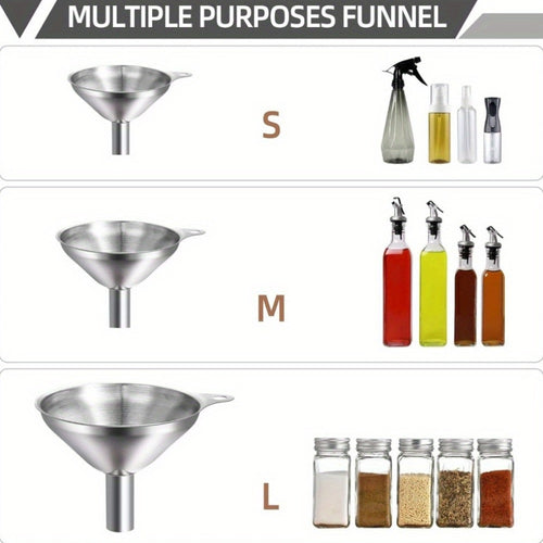 3/4/5pcs Stainless Steel Funnels Set Portable Funnel Mini Hopper Food Grade Metal Funnels for Filling Bottles Small Funnels for Essential Oil Spices Bottles Filler Mouth Funnel Mini Beer Liquid Oil Stainless Steel Funnel Kitchen Gadget Funnel Set