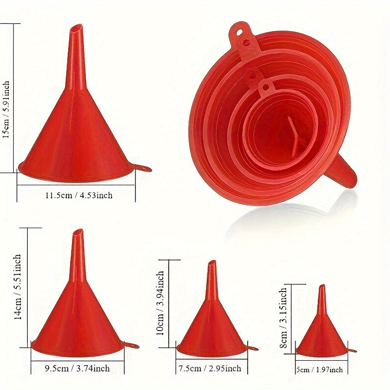 Oil Funnel Set 8-Pack with Small to Large Funnels, Long-Neck Designs, And Flexible Right Angle Features for Gasoline, Coolant, And Engine Oil, There Are 7 Different Specifications