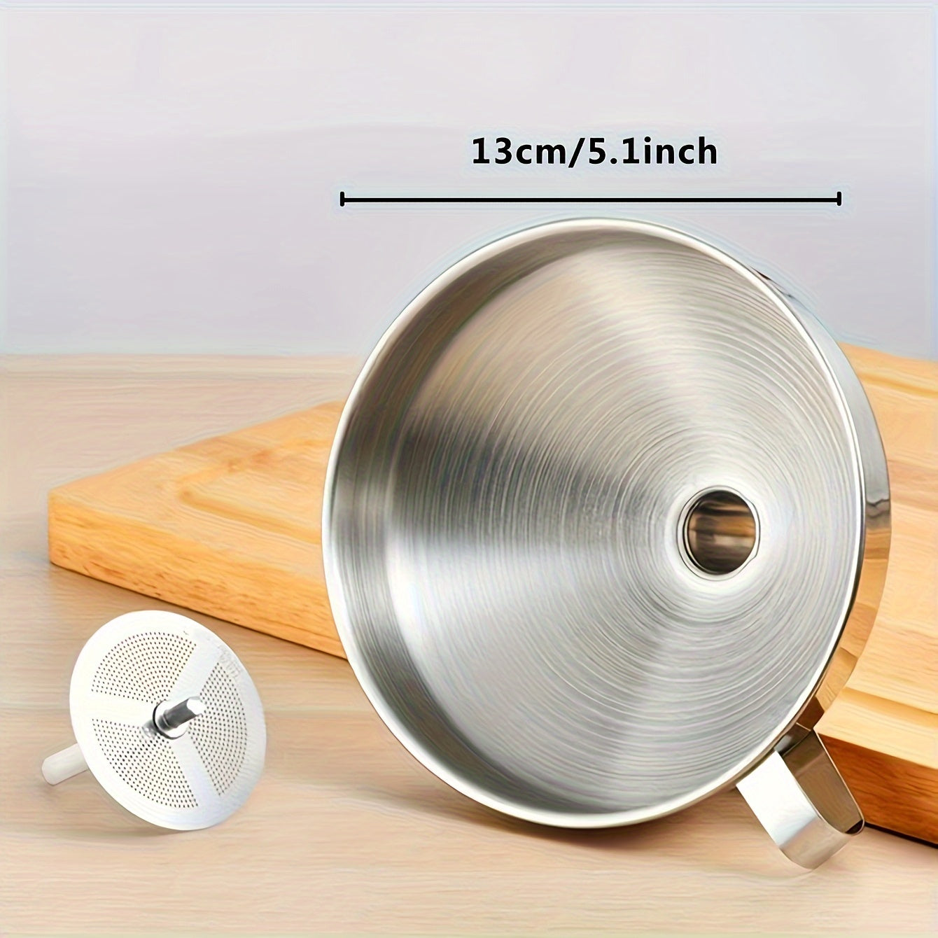 1pc Stainless Steel Funnel, with Detachable Filter, Used for Cooking Oil And Conveying Liquid And Powder, Metal Kitchen Funnel, Hanging Kitchen, Stainless Steel Funnel, Cooking, Wine Funnel, Kitchen Household Filter Residue, Wine Oil Leak
